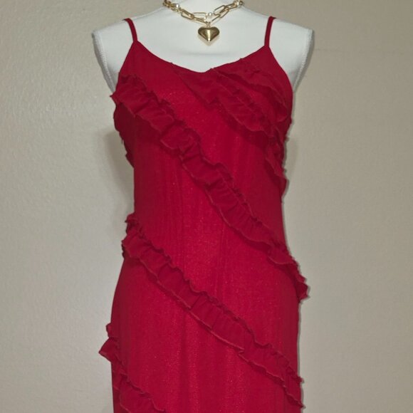 Love & Fun Red Ruffled Maxi Dress – Approx. Size Small - Picture 2 of 5